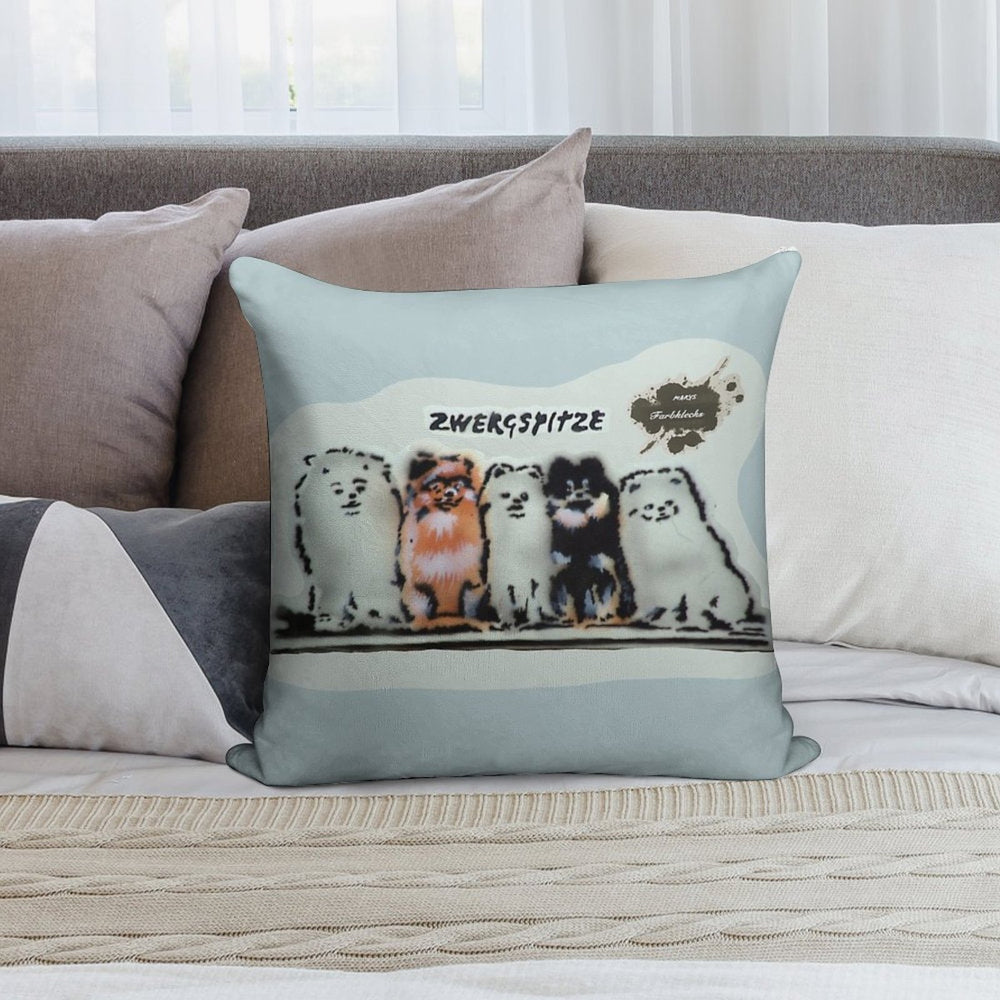 Five Pomeranians Sitting Next to Each Other Soft Hidden Zipper Throw Pillow