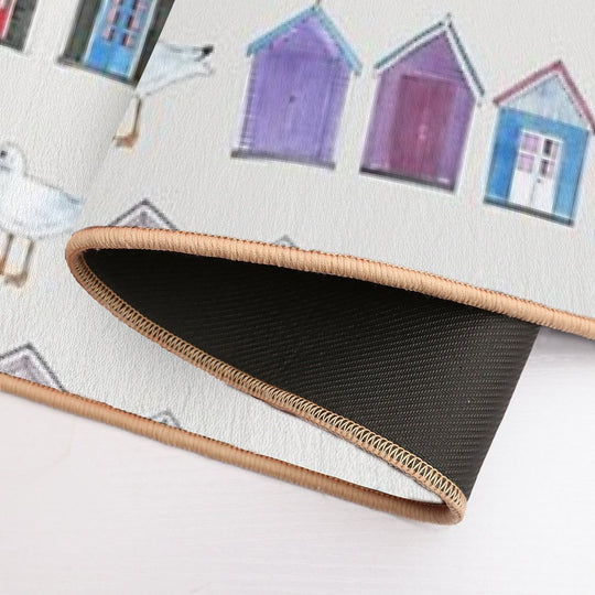 Beach Huts, Bournemouth - on Grey - Watercolour Pattern by Cecca Designs  Eco-Friendly Bath Mat