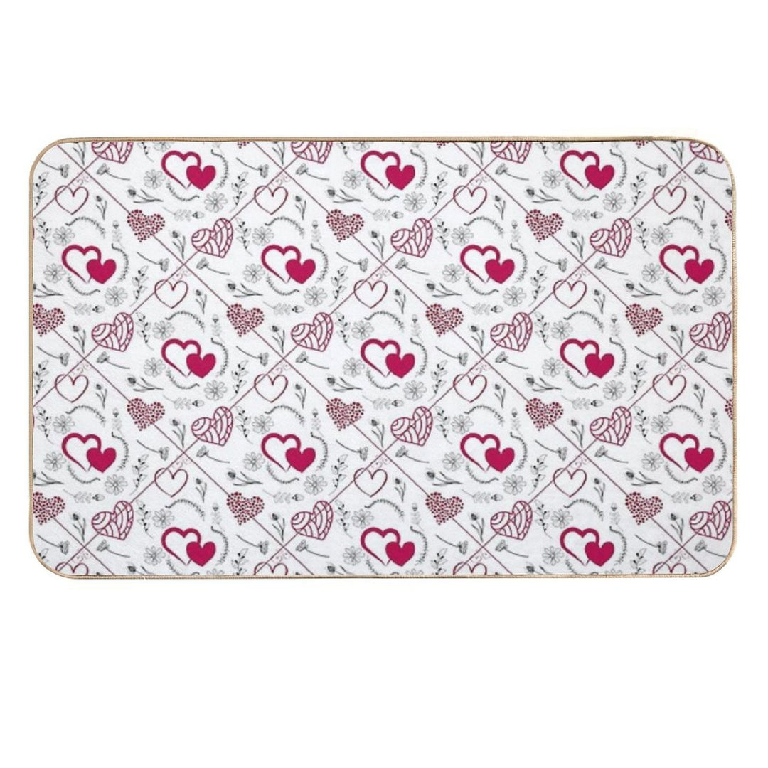 Red & White Hearts Galore  Fade-Resistant Bath Mat
