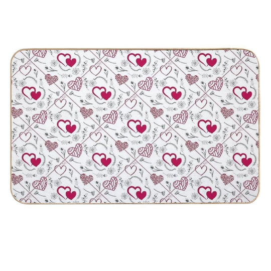 Red & White Hearts Galore  Fade-Resistant Bath Mat