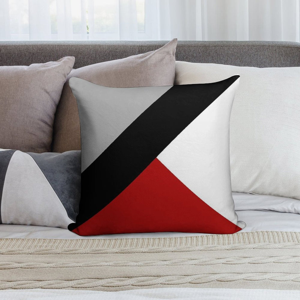 Black Diagonal Stripe with Triangles Soft Warmth Comfort Throw Pillow
