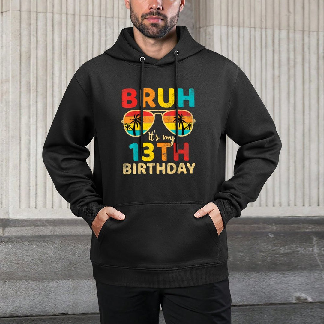 Vintage Bruh It's My 13th Birthday 13 Year Old Birthday Boys Customizable Surface Hoodie