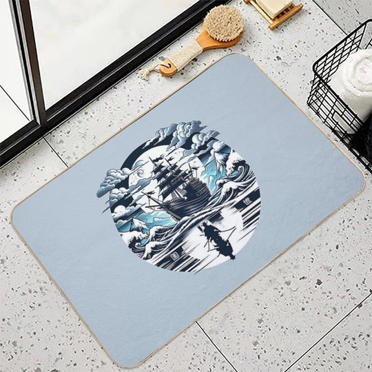 Samurai Ghost Ship  Easy To Clean Bath Mat