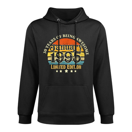30 Years Old Vintage January 1995 30th Birthday Gifts Medium-Weight Fabric Hoodie