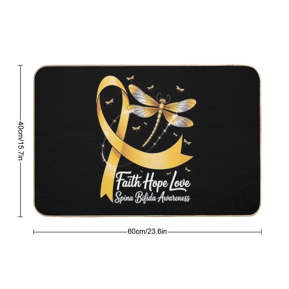 Faith Hope Love Spina Bifida Awareness Dragonfly  Eco-Friendly Bath Mat
