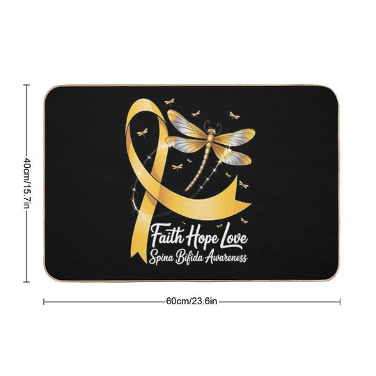 Faith Hope Love Spina Bifida Awareness Dragonfly  Eco-Friendly Bath Mat