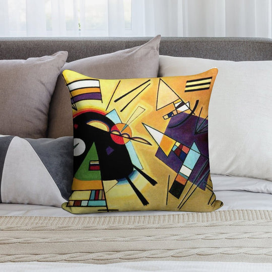 Vassily Kandinsky Black And Violet 1923 Soft Short Plush Fabric Throw Pillow