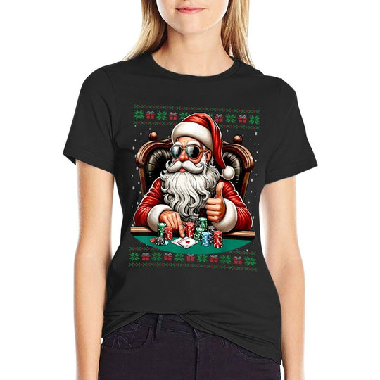 Poker Santa Poker Player Ugly Christmas Sweater  Polyester Blend T-Shirt