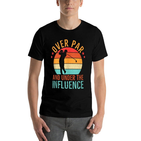 Over Par And Under The Influence Drinking Beer Funny Golfing  Rolled Sleeves T-Shirt