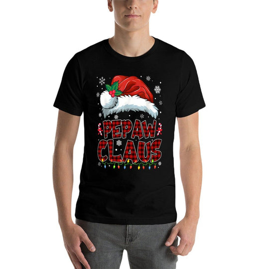 Pepaw Claus Christmas Lights Pajama Family Group Matching  Graphic-printed T-Shirt