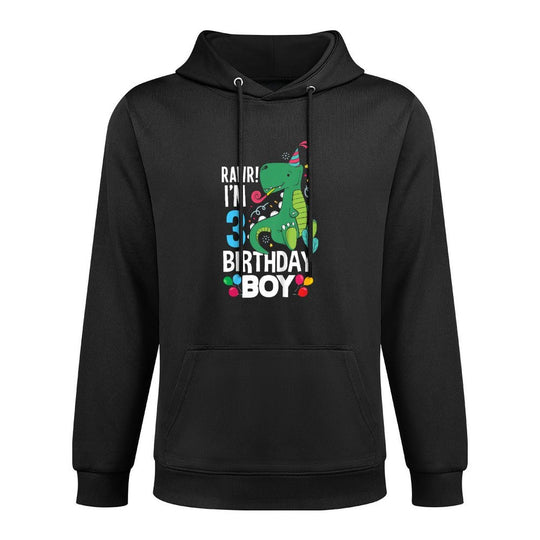 Kids 3rd Birthday Boys 3 Year Old Birthday Boy T Rex Dinosaur Shape Retention Hoodie