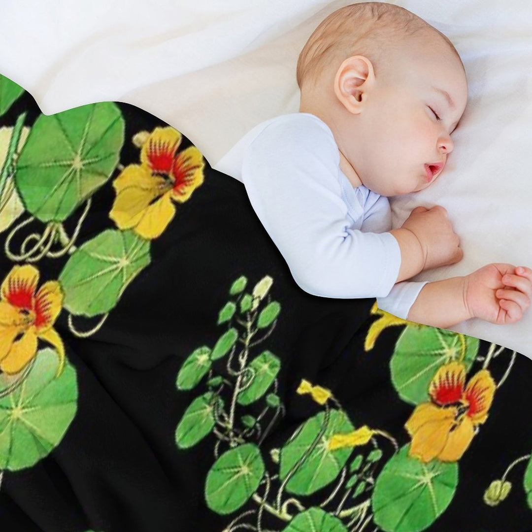 Yellow Nasturtium Flower  Botanical Illustration Lightweight Throw Blanket