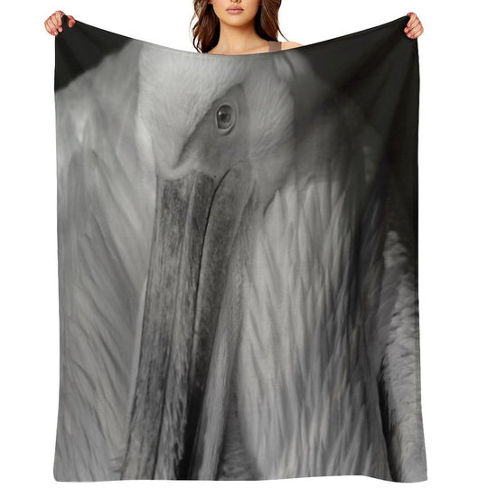 Pelican Portrait in Black And White – Wildlife Fine Art Photography Quick-dry Throw Blanket