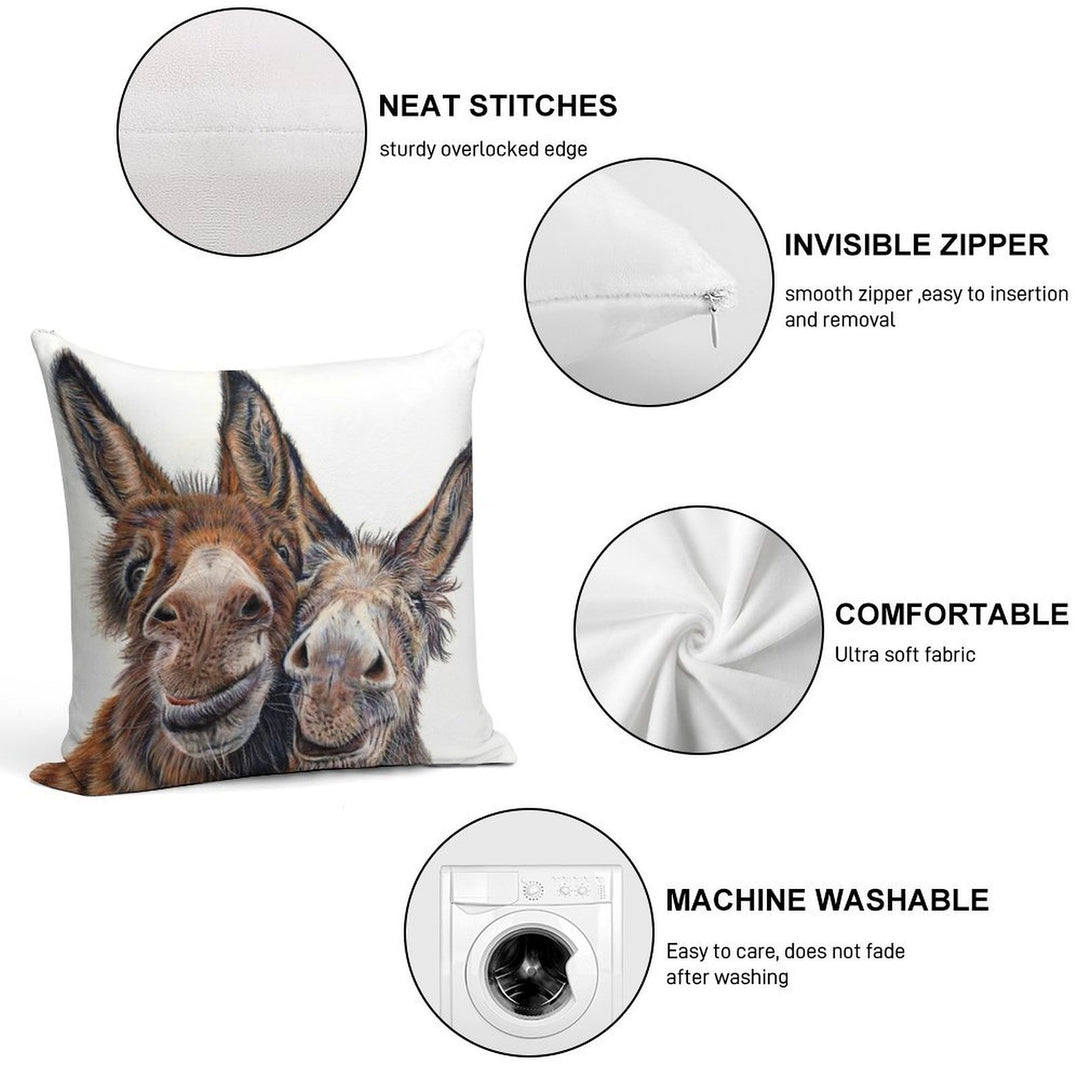 Donkeys - Hee Haw Soft Reinforced Edging Throw Pillow