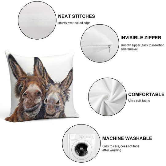 Donkeys - Hee Haw Soft Reinforced Edging Throw Pillow