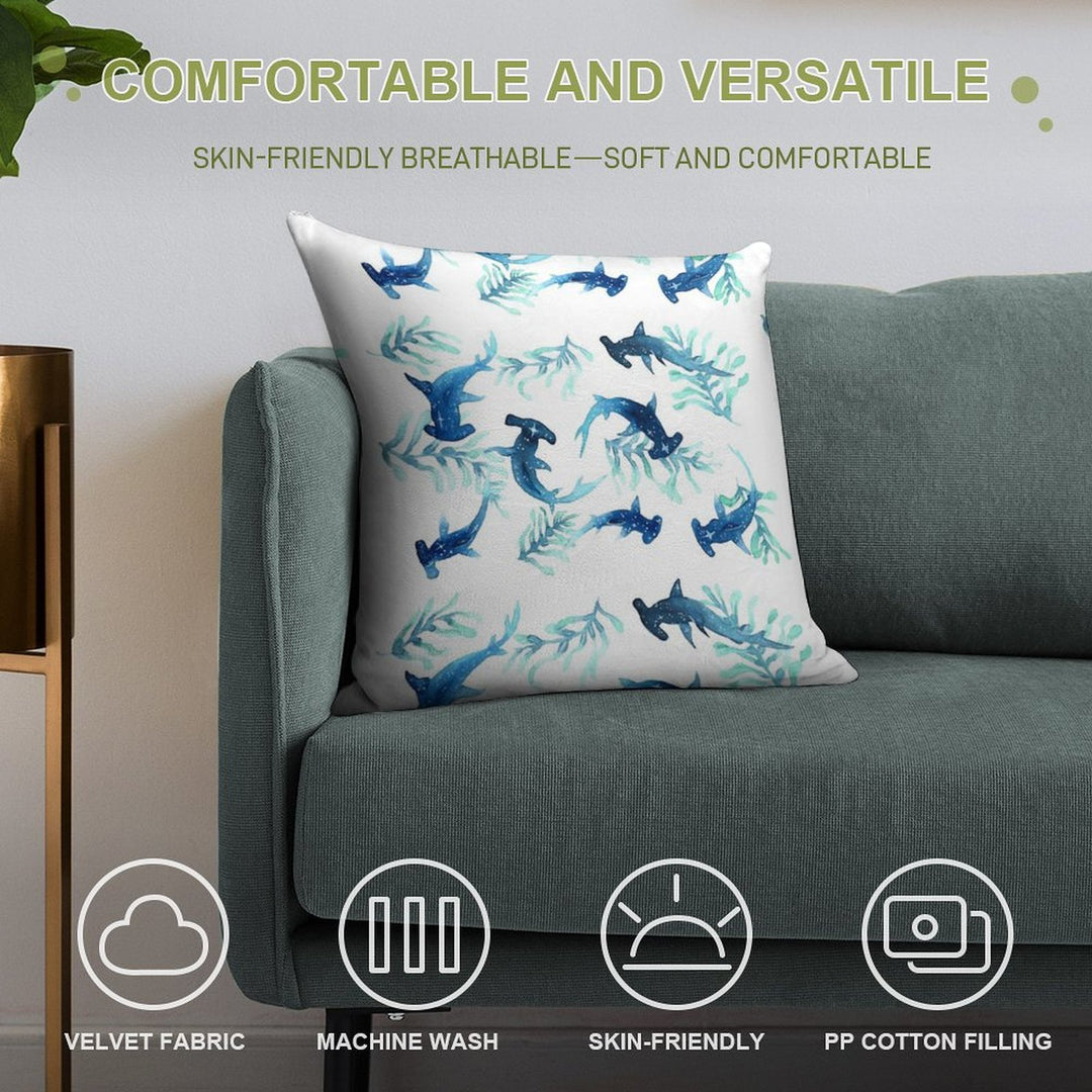 Hammerhead Shark Pattern Soft Warmth Comfort Throw Pillow