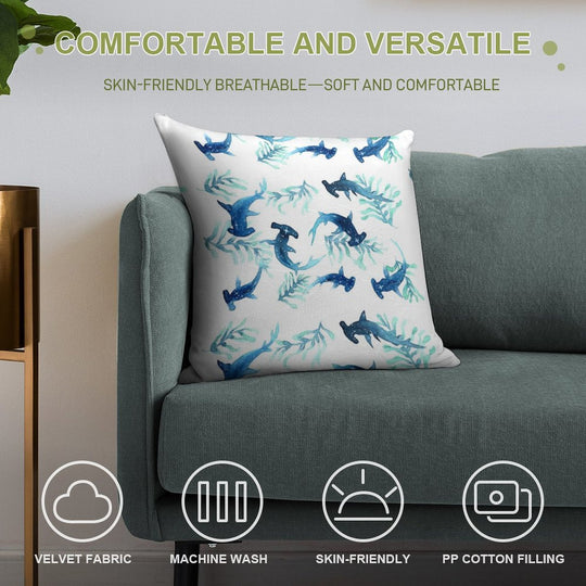 Hammerhead Shark Pattern Soft Warmth Comfort Throw Pillow