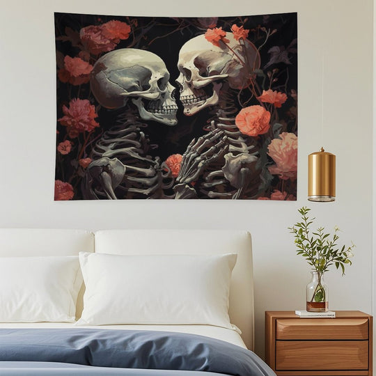 Together Skeleton Lover Art Tapestry