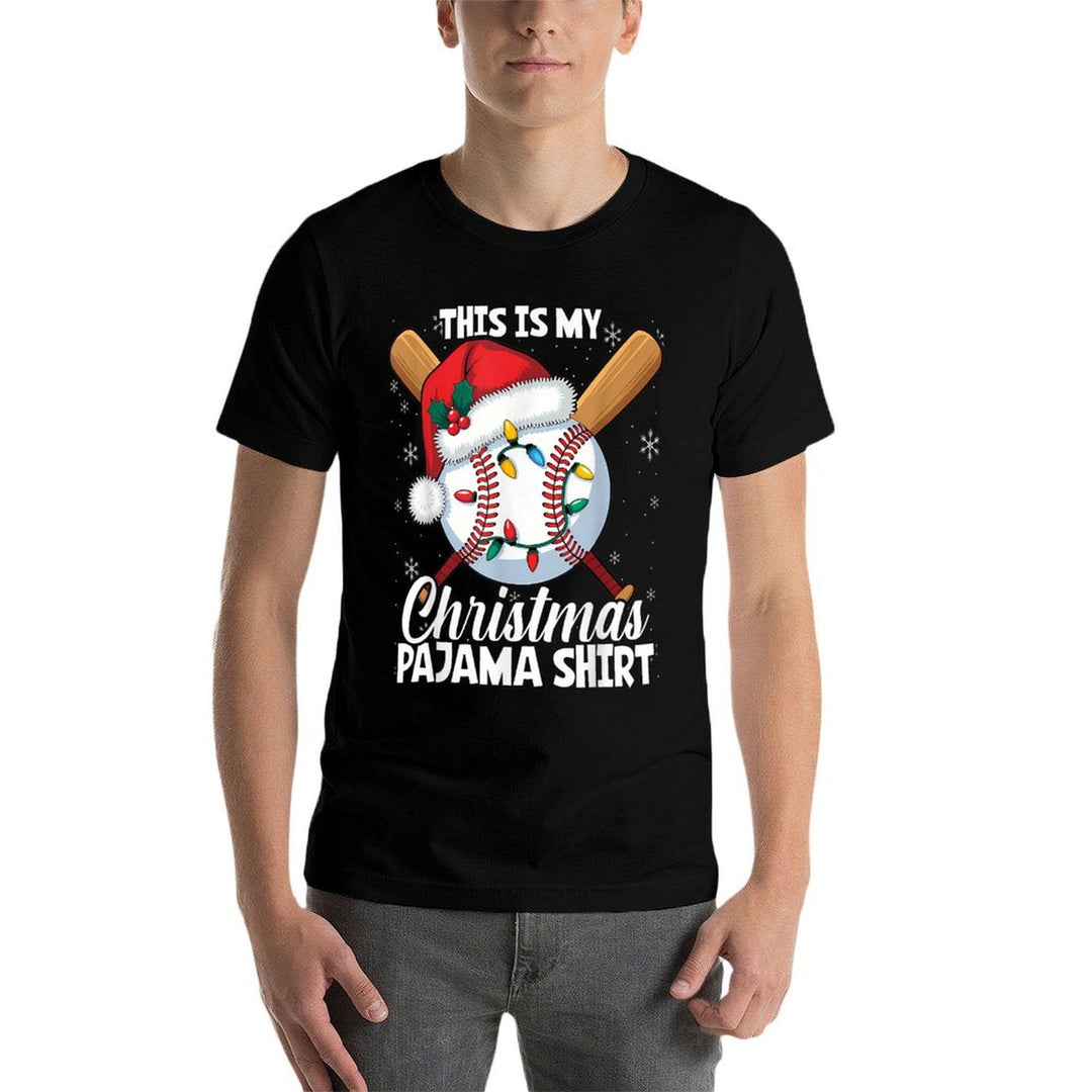 This Is My Christmas Baseball Pajama For Boys Men Women  Rolled Sleeves T-Shirt