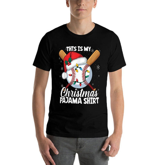 This Is My Christmas Baseball Pajama For Boys Men Women  Rolled Sleeves T-Shirt