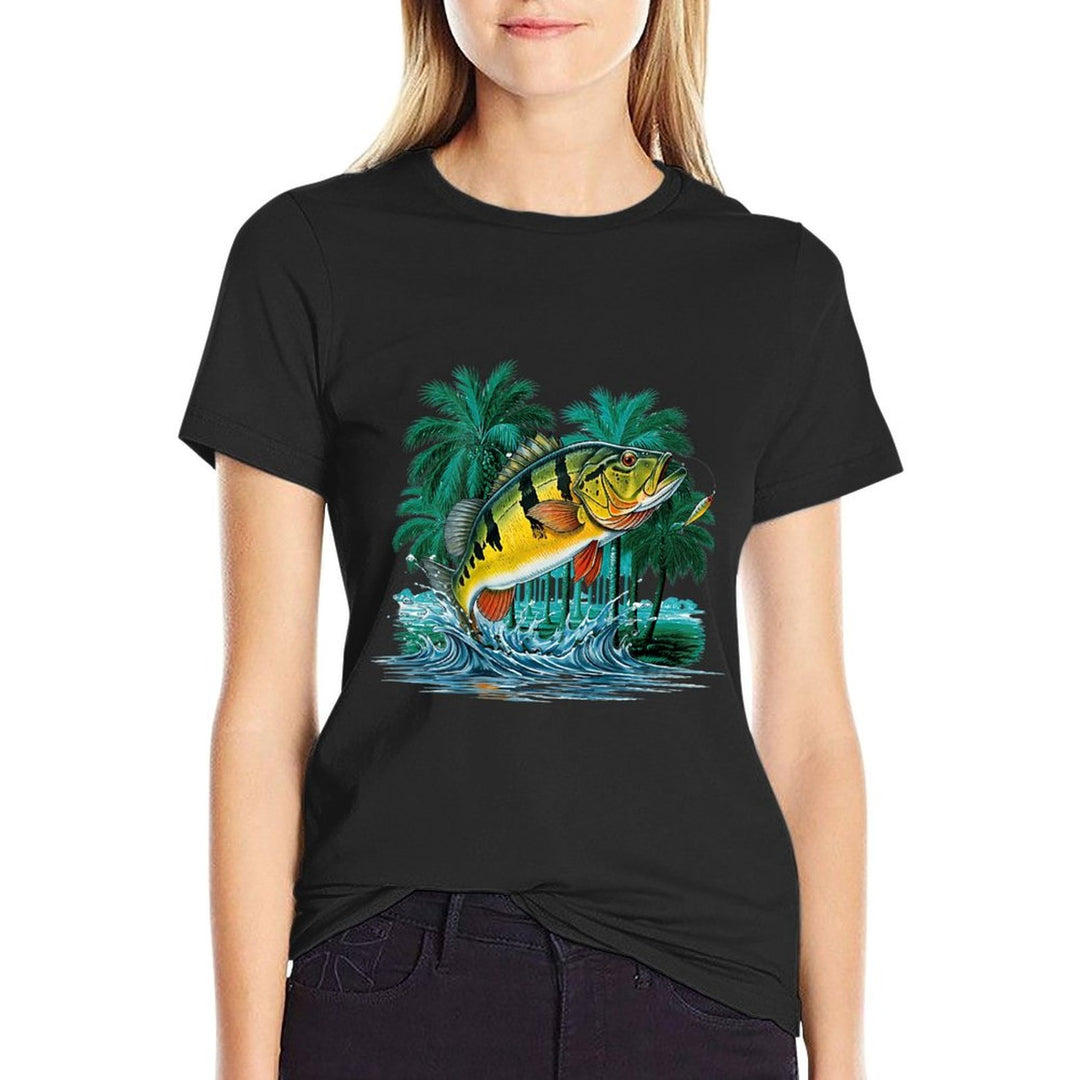 Peacock Bass Exotic Brazil Jungle Fishing Outdoors  Wrinkle-resistant T-Shirt