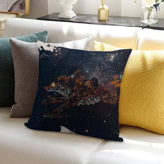 Celestial Wolf Soft Shrink-Resistant Throw Pillow