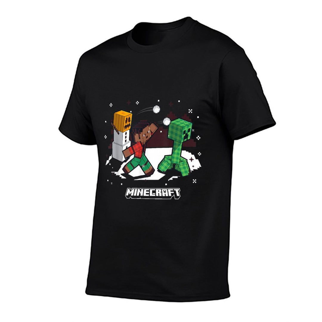 Minecraft Snowball Fight Creeper Holiday Fun  Summer-ready Fabric T-Shirt