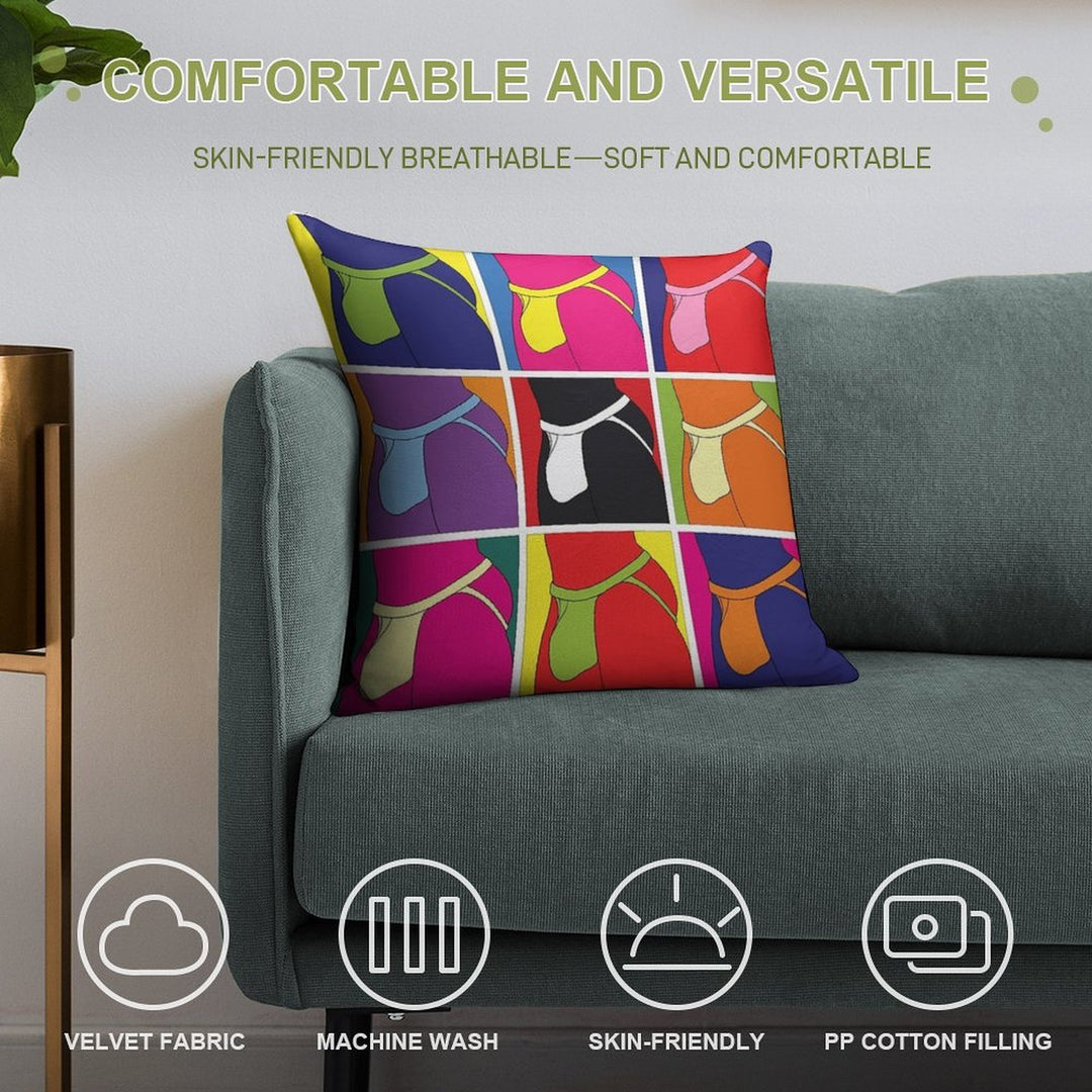 Pop Art Jockstrap Fantasy Nine Soft Easy Maintenance Throw Pillow