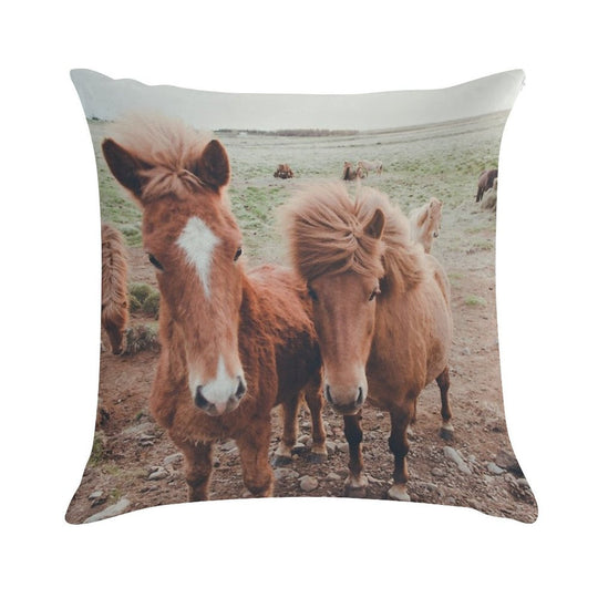 Icelandic Ponies Soft Anti-Pilling Throw Pillow