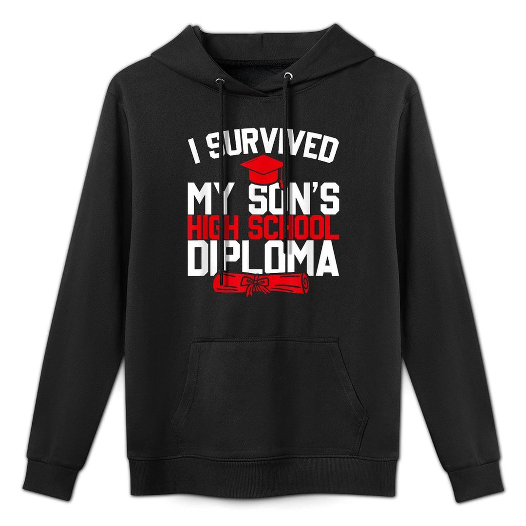I Survived My Son&#39;s High School Diploma, Funny Graduation Medium-Weight Fabric Hoodie