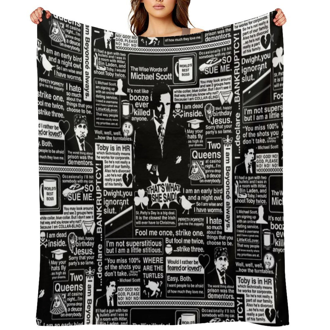 The Wise Words of Michael Scott Multi-functional Throw Blanket