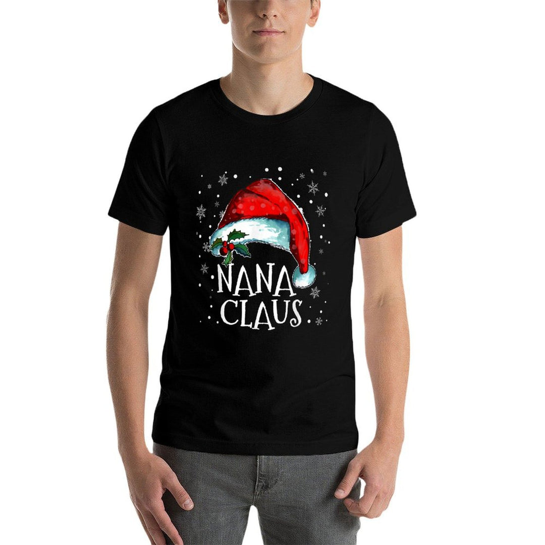 Nana Claus Grandma Santa Claus Funny Family Christmas  Ribbed Collar T-Shirt