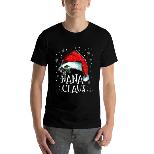 Nana Claus Grandma Santa Claus Funny Family Christmas  Ribbed Collar T-Shirt