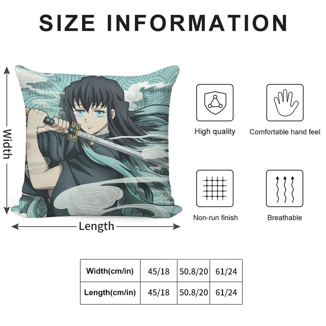 Muichiro Tokito Version 5 Soft Reinforced Edging Throw Pillow