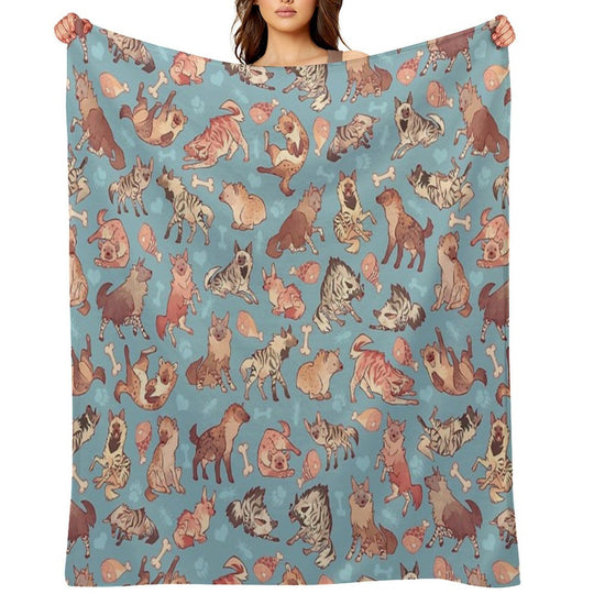 Hyenas in Cerulean Lightweight Throw Blanket