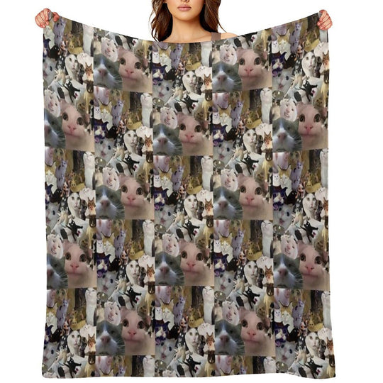Cursed Cat Collage Anti-pilling Throw Blanket