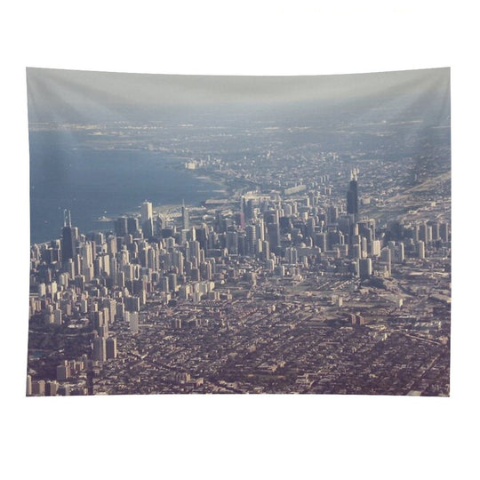 Chicago from The Air Color Photo Tapestry