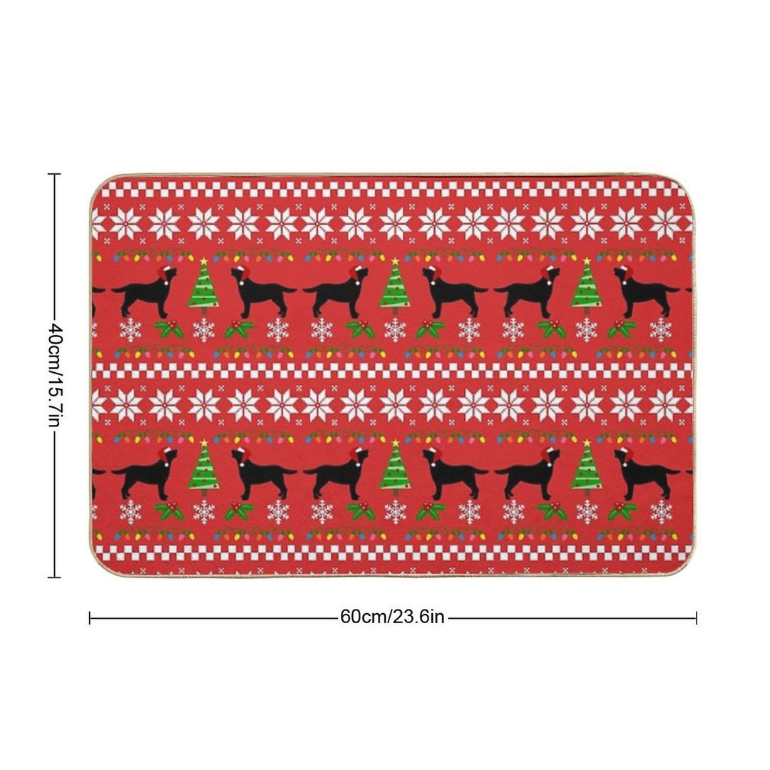 Black Labrador Happy Christmas Sweater Pattern  Absorbent Bath Mat
