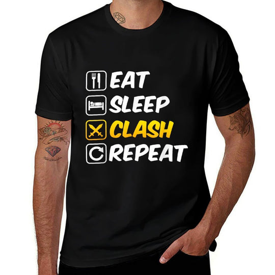 Eat Sleep Clash Repeat Swords Clan Mobile Gaming  Slim-fit Cut T-Shirt