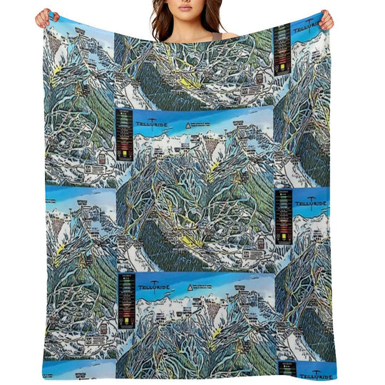 Telluride Trail Map Plush Throw Blanket