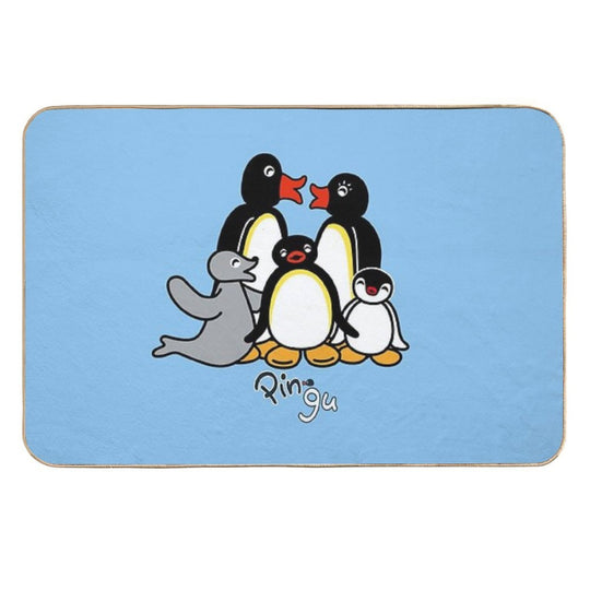 Pingu; Light Blue  Slip-Resistant Bath Mat