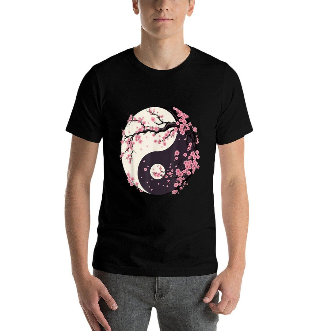 Cherry Blossom Yin Yang Tree of Life Moon Sun Duality  Quick-drying T-Shirt