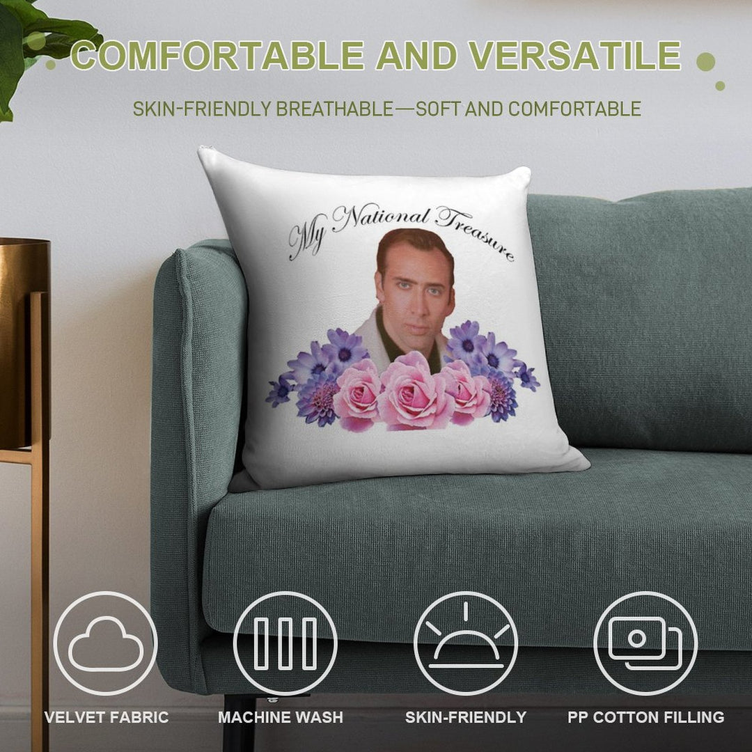 Nicholas Cage - My National Treasure Soft Luxury Feel Throw Pillow