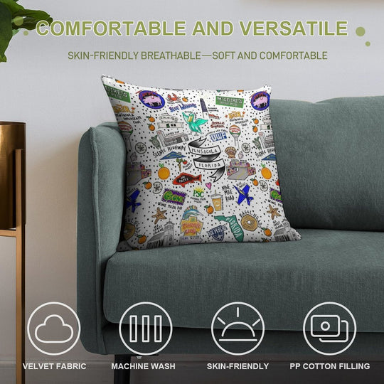 Pensacola Florida Soft Skin-Friendly Throw Pillow