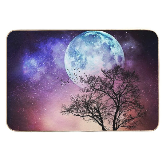 Moon Tree - Magical Night Scene with Tree And Full Moon  Fade-Resistant Bath Mat