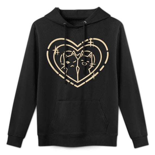 Cute Kawaii Y2K Coquette Heart with Cats Easy Care Hoodie