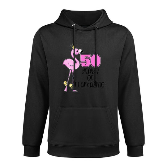 50 Years Of Flamazing Flamingo Design Beach 50th Birthday Medium-Weight Fabric Hoodie