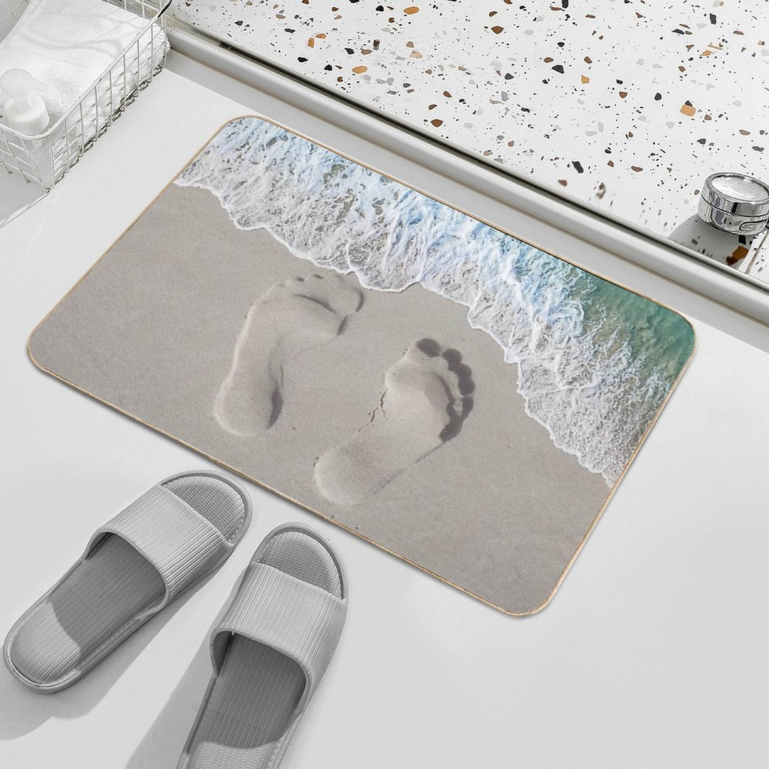 Seaside Serenity Footprints Beach Bath Mat Beach Themed Decorations  Multi-Purpose Bath Mat