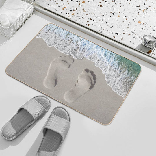 Seaside Serenity Footprints Beach Bath Mat Beach Themed Decorations  Multi-Purpose Bath Mat