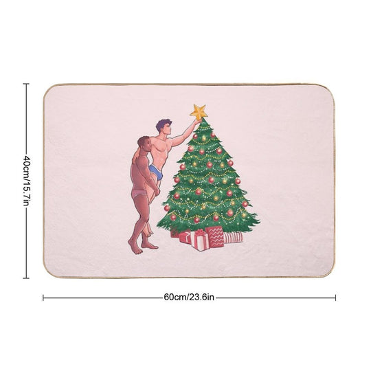 Gay Christmas Hunks  Odorless Bath Mat